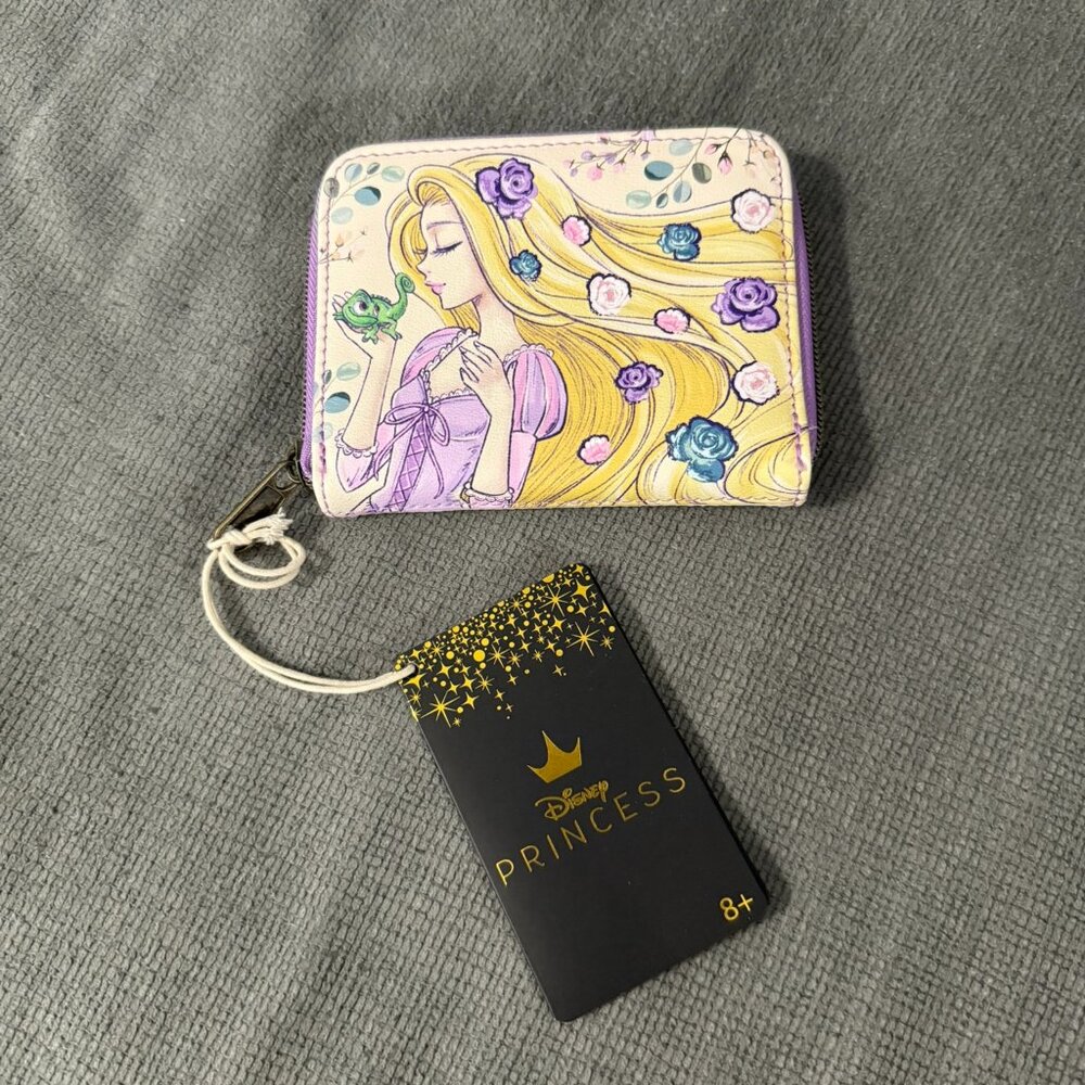 Loungefly Disney Tangled Rapunzel & Pascal Flowers Mini Zipper Wallet
